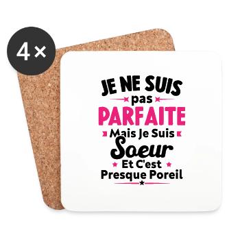 je suis Soeur - Dessous de verre (lot de 4) - blanc - Devant