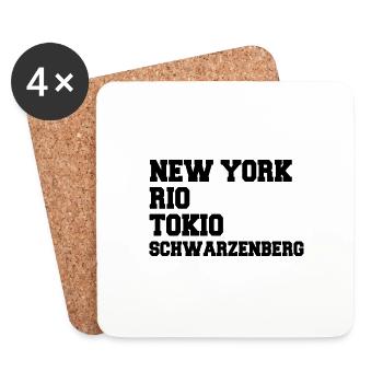 Erzgebirge New York Schwarzenberg - Untersetzer (4er-Set) - Weiß - Vorne