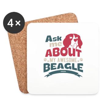 Demandez-moi quelque chose à propos de mon Beagle - Dessous de verre (lot de 4) - blanc - Devant
