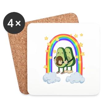 zwei Avocados laufen durch den Regenbogen - Untersetzer (4er-Set) - Weiß - Vorne