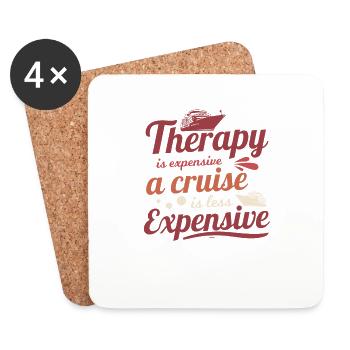 Therapy is expensive cruise funny saying - Coasters (set of 4) - white - Front
