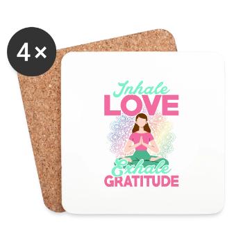 Inhale Love Exhale Gratitude Yoga Pose Meditation - Untersetzer (4er-Set) - Weiß - Vorne
