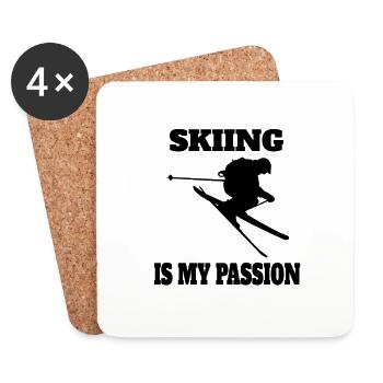Skifahrer Weihnachten Skifahren Ski Wintersport - Untersetzer (4er-Set) - Weiß - Vorne