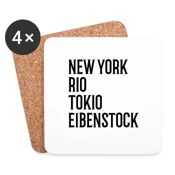 New York Rio Tokio Eibenstock Erzgebirge - Untersetzer (4er-Set) - Weiß - Vorne
