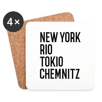 New York Rio Tokio Chemnitz Erzgebirge - Untersetzer (4er-Set) - Weiß - Vorne
