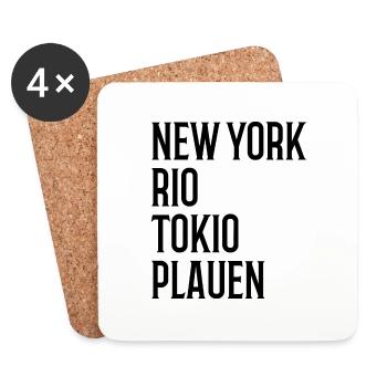 New York Rio Tokio Plauen Erzgebirge - Untersetzer (4er-Set) - Weiß - Vorne