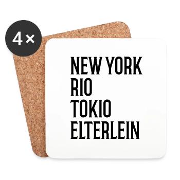 New York Rio Tokio Elterlein Erzgebirge - Untersetzer (4er-Set) - Weiß - Vorne