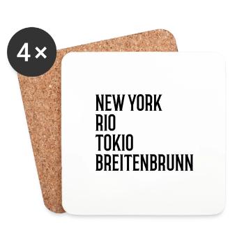 New York Rio Tokio Breitenbrunn Erzgebirge - Untersetzer (4er-Set) - Weiß - Vorne