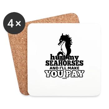 Seahorse marine life mignon océan - Dessous de verre (lot de 4) - blanc - Devant