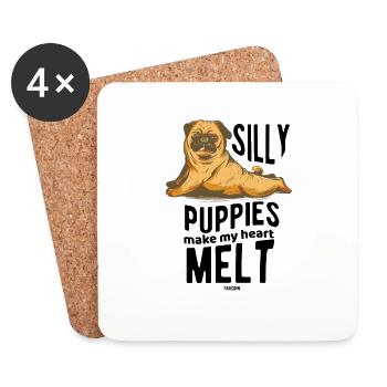 Conception de chien - Dessous de verre (lot de 4) - blanc - Devant