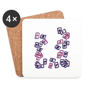 Jeu de cartes à jouer jeu de cartes Jeu de société - Dessous de verre (lot de 4) - blanc - Devant