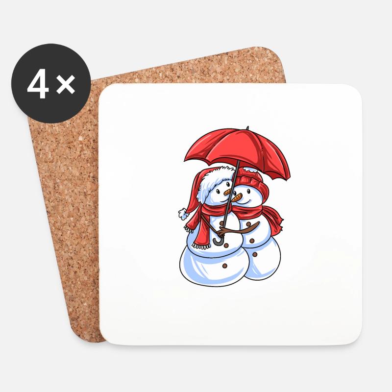 Schneemann Liebe - Untersetzer (4er-Set) - Weiß