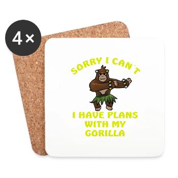 Sorry I Can´t Gorilla Affe Dschungel - Untersetzer (4er-Set) - Weiß - Vorne