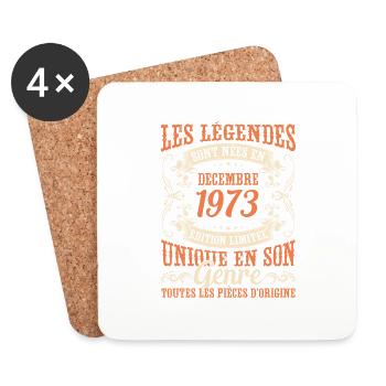 Les Légendes Sont Nées En Décembre 1973 Cadeau - Dessous de verre (lot de 4) - blanc - Devant