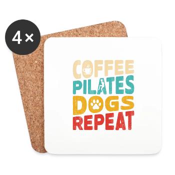 Coffee Pilates Dogs Repeat Fitness Exercise - Untersetzer (4er-Set) - Weiß - Vorne