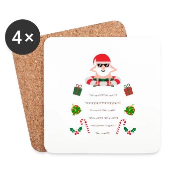 Trop chaud pour une chemise de noël moche - Dessous de verre (lot de 4) - blanc - Devant