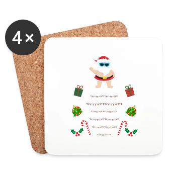 Chemise pull de Noël trop chaude pour moche - Dessous de verre (lot de 4) - blanc - Devant
