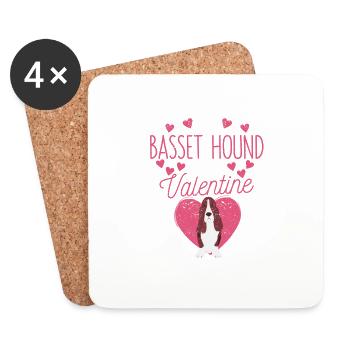 Chien de compagnie pour la Saint-Valentin My Basset - Dessous de verre (lot de 4) - blanc - Devant