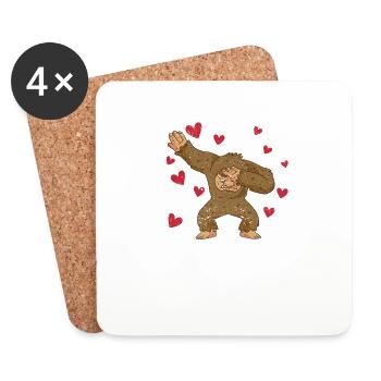 Dabbing Bigfoot Liebe Herz Valentinstag Outdoor - Untersetzer (4er-Set) - Weiß - Vorne