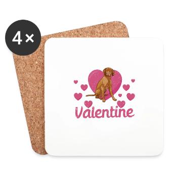 Mein Vizsla ist mein Valentine Ungarischer - Untersetzer (4er-Set) - Weiß - Vorne