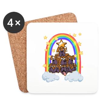 Dog Christmas Christmas tree rainbow - Coasters (set of 4) - white - Front
