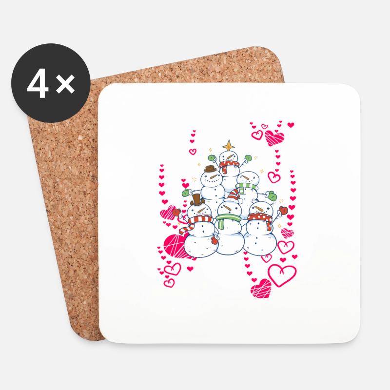 Schneemann Weihnachten - Untersetzer (4er-Set) - Weiß