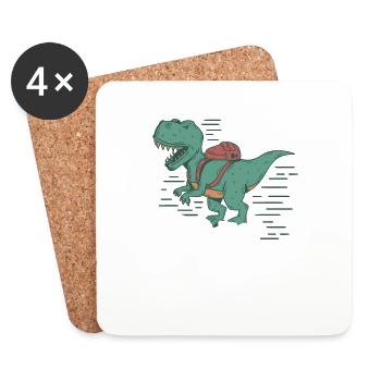 T-Rex Dinosaur School - Coasters (set of 4) - white - Front
