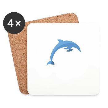 Dolphin Dolphin School Mammal Sea Dolphinarium - Dessous de verre (lot de 4) - blanc - Devant