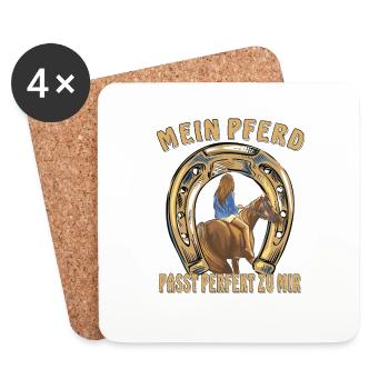 MEIN PFERD PASST PERFEKT ZU MIR - Untersetzer (4er-Set) - Weiß - Vorne