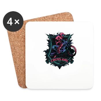 Downhill Mountain Bike Moto Cross Girls - Coasters (set of 4) - white - Front