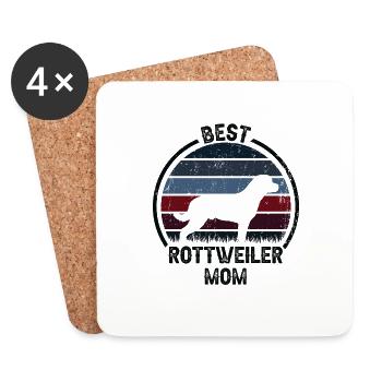 Maman chien - Rottweiler - Dessous de verre (lot de 4) - blanc - Devant
