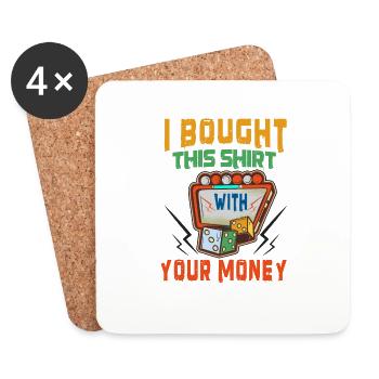Casino Gambling Slot Machine Card Game - Coasters (set of 4) - white - Front