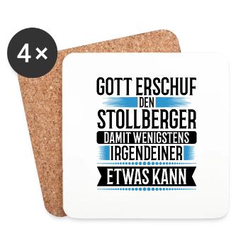 Stollberg Erzgebirge Gott Spruch - Untersetzer (4er-Set) - Weiß - Vorne