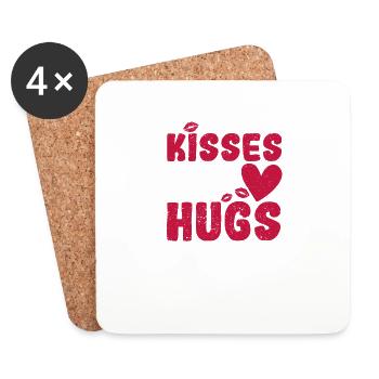 Bisous 25 cents Les câlins sont gratuits Amour drôle - Dessous de verre (lot de 4) - blanc - Devant