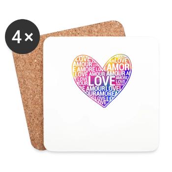 Love Amor Amour Amore Happy Valentine's Day - Coasters (set of 4) - white - Front