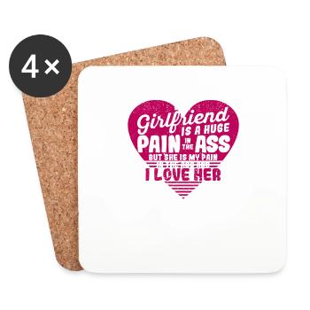 Meine Freundin ist ein riesiger Schmerz Valentin - Untersetzer (4er-Set) - Weiß - Vorne