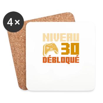Niveau 30 Débloqué 10e Anniversaire Gamer - Dessous de verre (lot de 4) - blanc - Devant