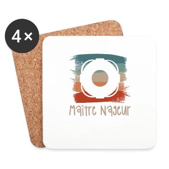 Vintage Retro Maître Nageur Sauveteur - Dessous de verre (lot de 4) - blanc - Devant