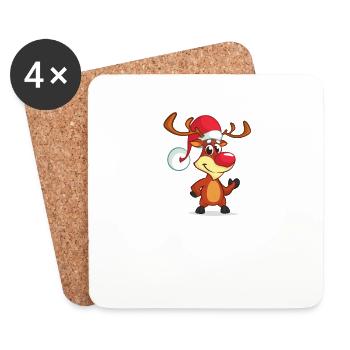 Joyeux Noël Drôle de Chemise de Noël - Dessous de verre (lot de 4) - blanc - Devant