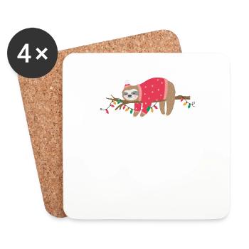 Joyeux Noël Drôle de Chemise de Noël - Dessous de verre (lot de 4) - blanc - Devant