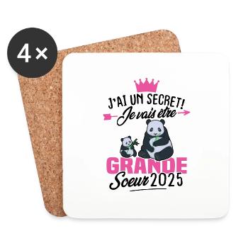 J'ai un secret Je Vais Être Grande Soeur 2025 - Dessous de verre (lot de 4) - blanc - Devant