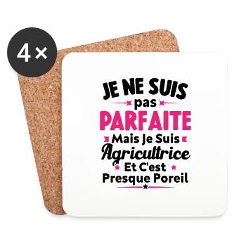 Pas parfaite mais je suis Agricultrice - Dessous de verre (lot de 4) - blanc - Devant