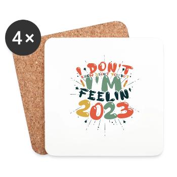 Feeling 2023 Hallo 2023 Frohes Neues Jahr - Untersetzer (4er-Set) - Weiß - Vorne
