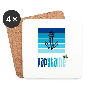 Papytaine Idée Cadeau Drôle Pour Papy Capitaine - Dessous de verre (lot de 4) - blanc - Devant