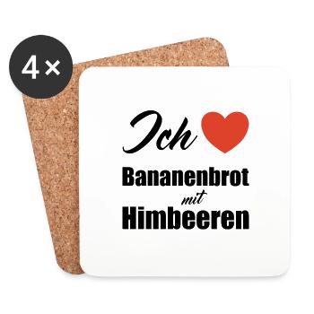 Ich liebe Bananenbrot mit Himbeeren - Untersetzer (4er-Set) - Weiß - Vorne