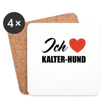 Ich liebe Kalter Hund - Untersetzer (4er-Set) - Weiß - Vorne