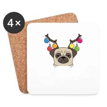 Joyeux Noël Drôle de Chemise de Noël - Dessous de verre (lot de 4) - blanc - Devant