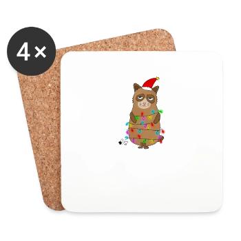Joyeux Noël Drôle de Chemise de Noël - Dessous de verre (lot de 4) - blanc - Devant