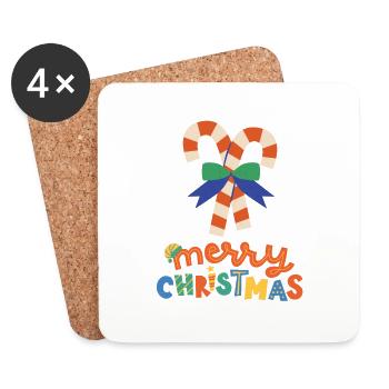 Joyeux Noël Drôle de Chemise de Noël - Dessous de verre (lot de 4) - blanc - Devant