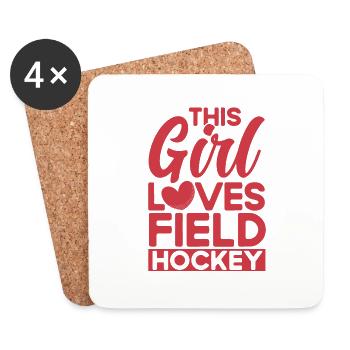 Feldhockey Mannschaftssport Feldhockey Spiel Gesch - Untersetzer (4er-Set) - Weiß - Vorne